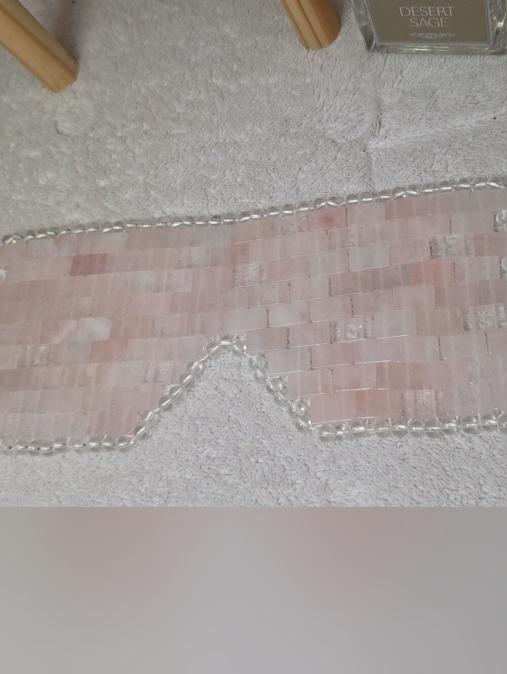 Rose Quartz Crystal Eye Mask  - Pink Beaded Edge